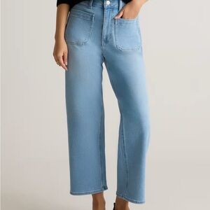 Quince Bella Stretch Patch Pocket Wide Leg Jeans size 27 NWT frosted blue 28” in